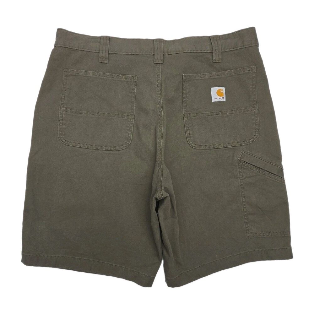 Carhartt Shorts Green Loose Fit Work Cargo Men Sz 36 Flat 9.5" Inseam Canvas - Picture 2 of 13